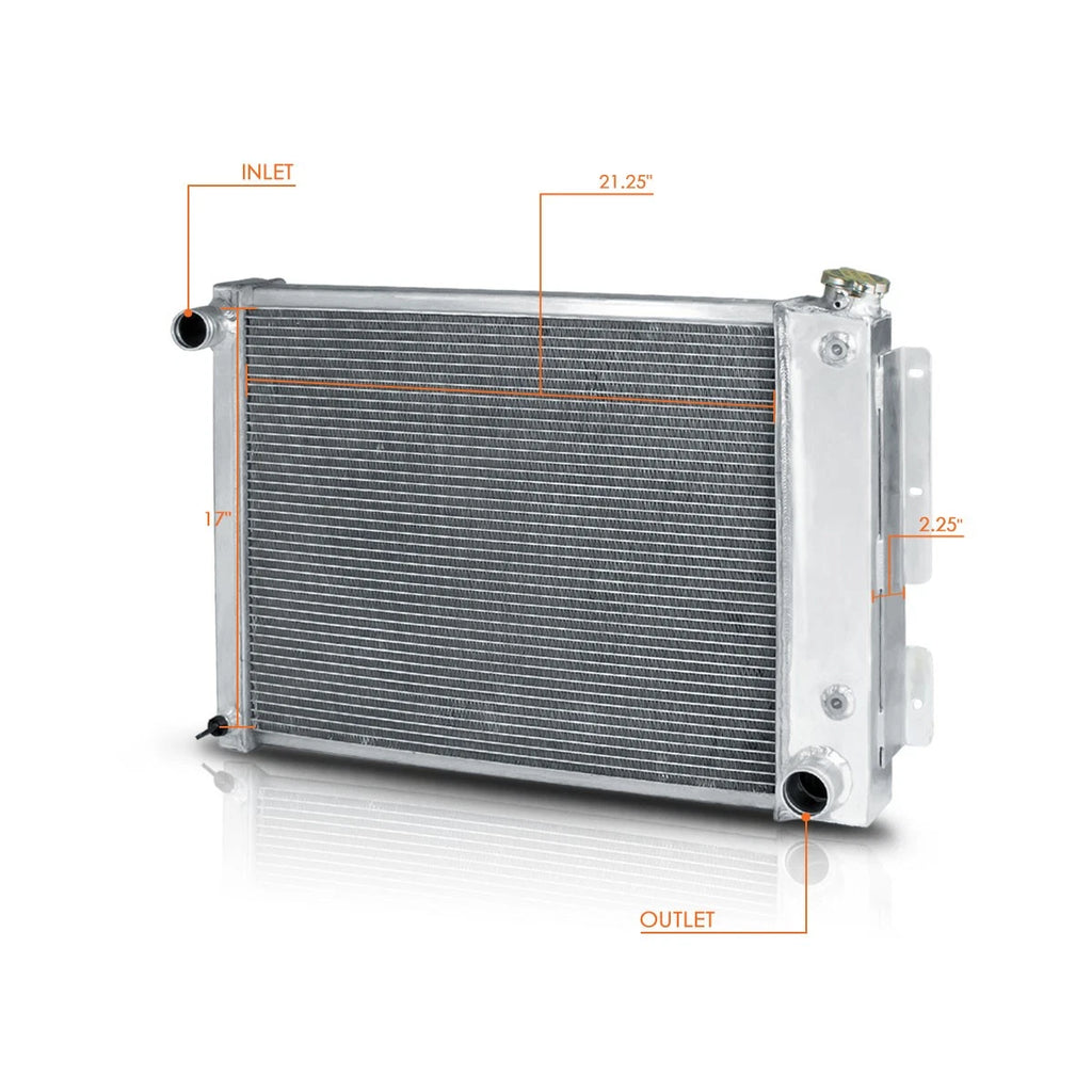3-Row Aluminum Racing Radiator for Chevy Camaro/Pontiac Firebird (1967–1969)
