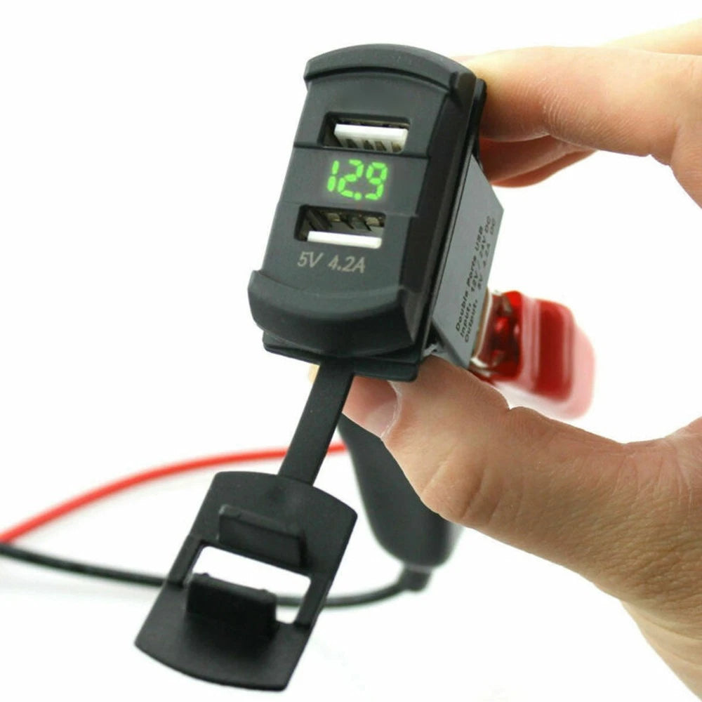 Dual USB Charger for Car Truck Boat (DC 12V-24V) Waterproof Dustproof