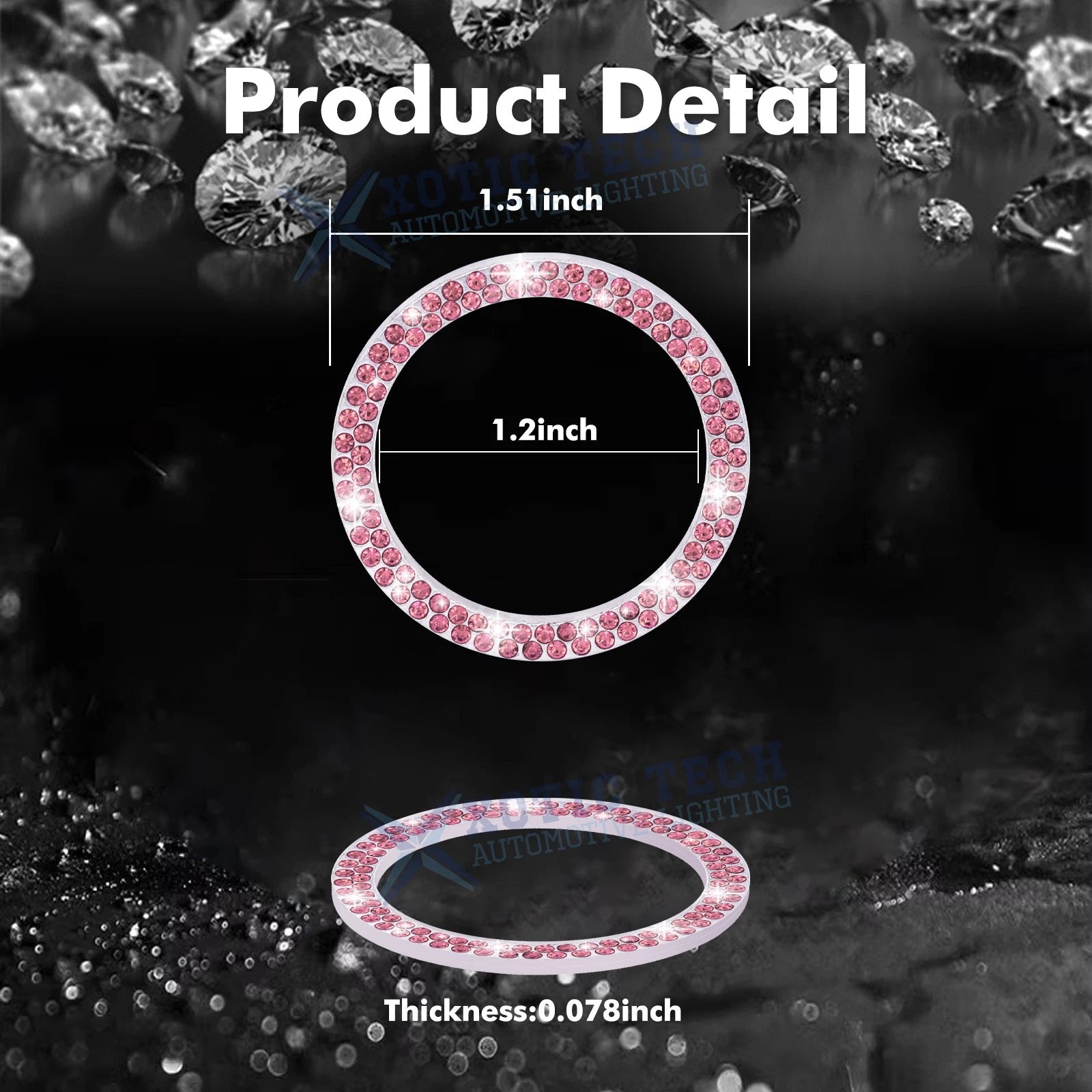 Bling Rhinestone Engine Start Button Ring Tissue Holder for (Pink) (-)