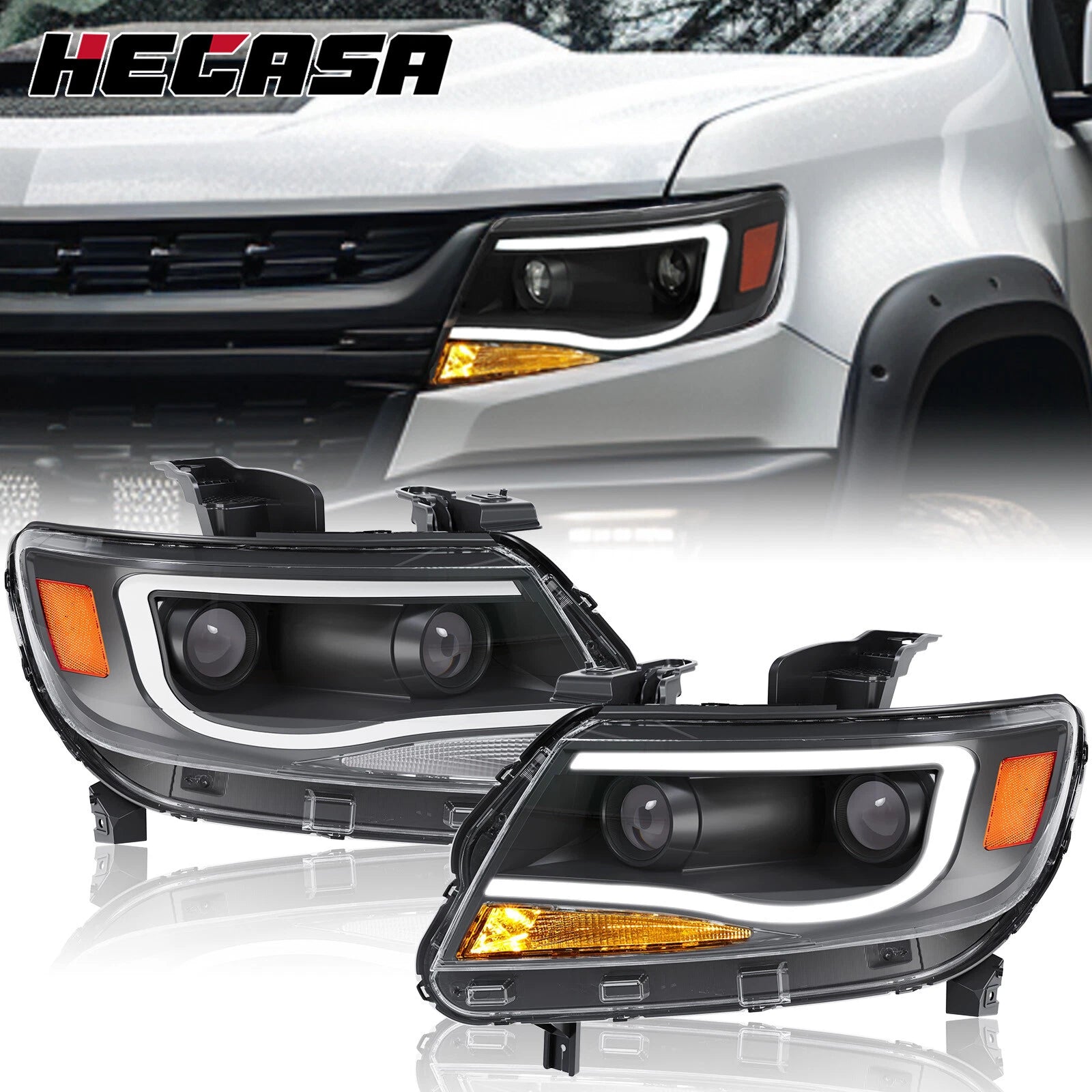 LED DRL Dual Projector Headlights for Chevy Colorado (2015–2022)