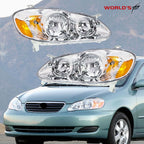 Headlight Assembly Pair for Toyota Corolla (2003–2008) Halogen Chrome