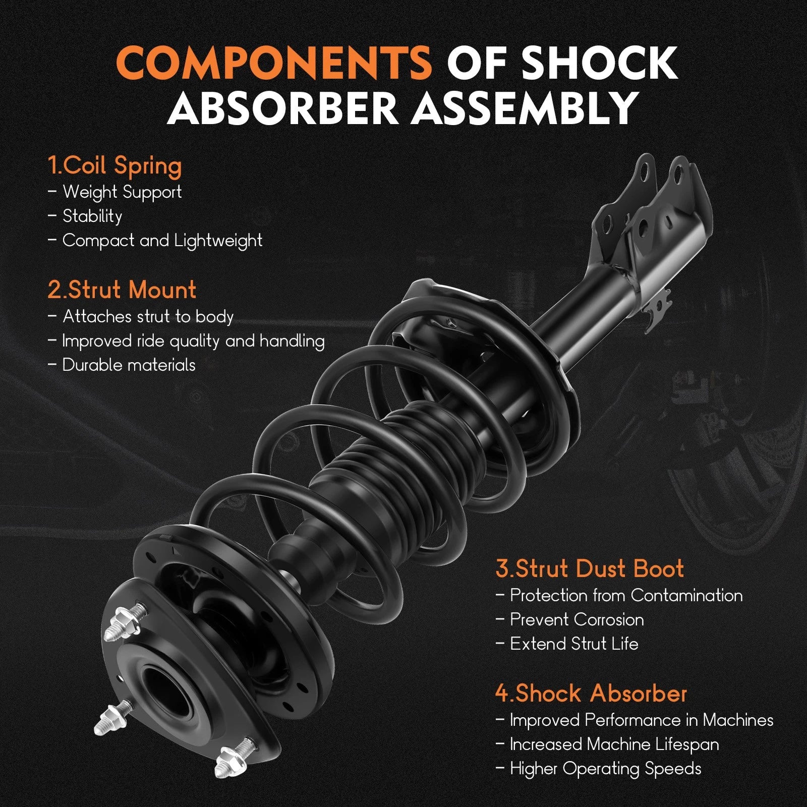 Front Struts with Spring Mounts & Shocks for Scion xB (2004-2006)