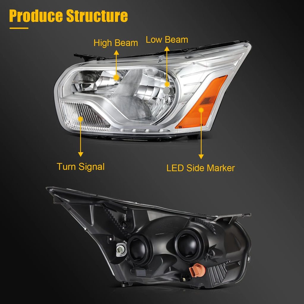Pair Headlight Assembly for Ford Transit 150 250 350 (2015–2023)