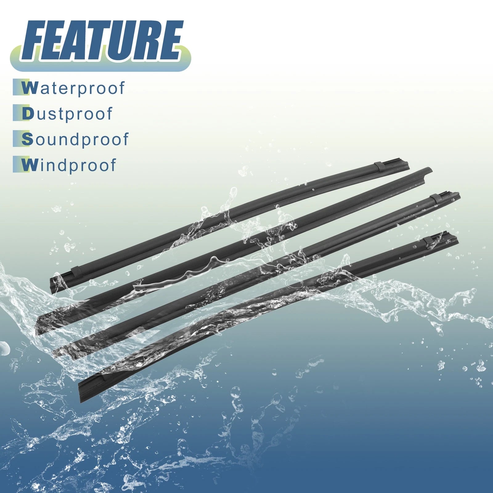 Set of 4 Window Weatherstrip Door Seal Belt 68161-04050 for Toyota Tacoma (2005–2015)