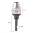1/4'' Hex Shank Keyless Drill Bit Chuck Adapter Converter 1.2-7.0mm