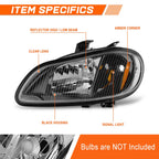 Set of 2 Black Housing Amber Side Headlights for Freightliner M2 106 112 (2003–2018)
