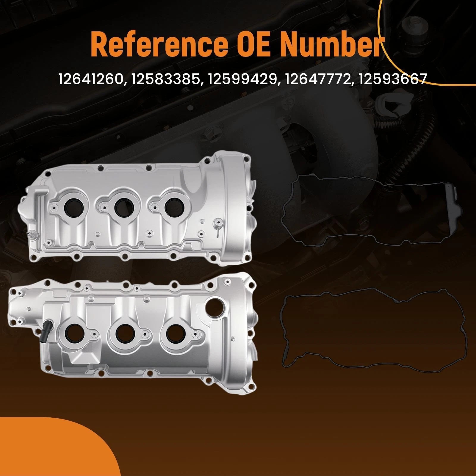 Engine Valve Cover Set for Chevrolet Equinox, Impala 3.6L V6 (2012–2017) 12583385