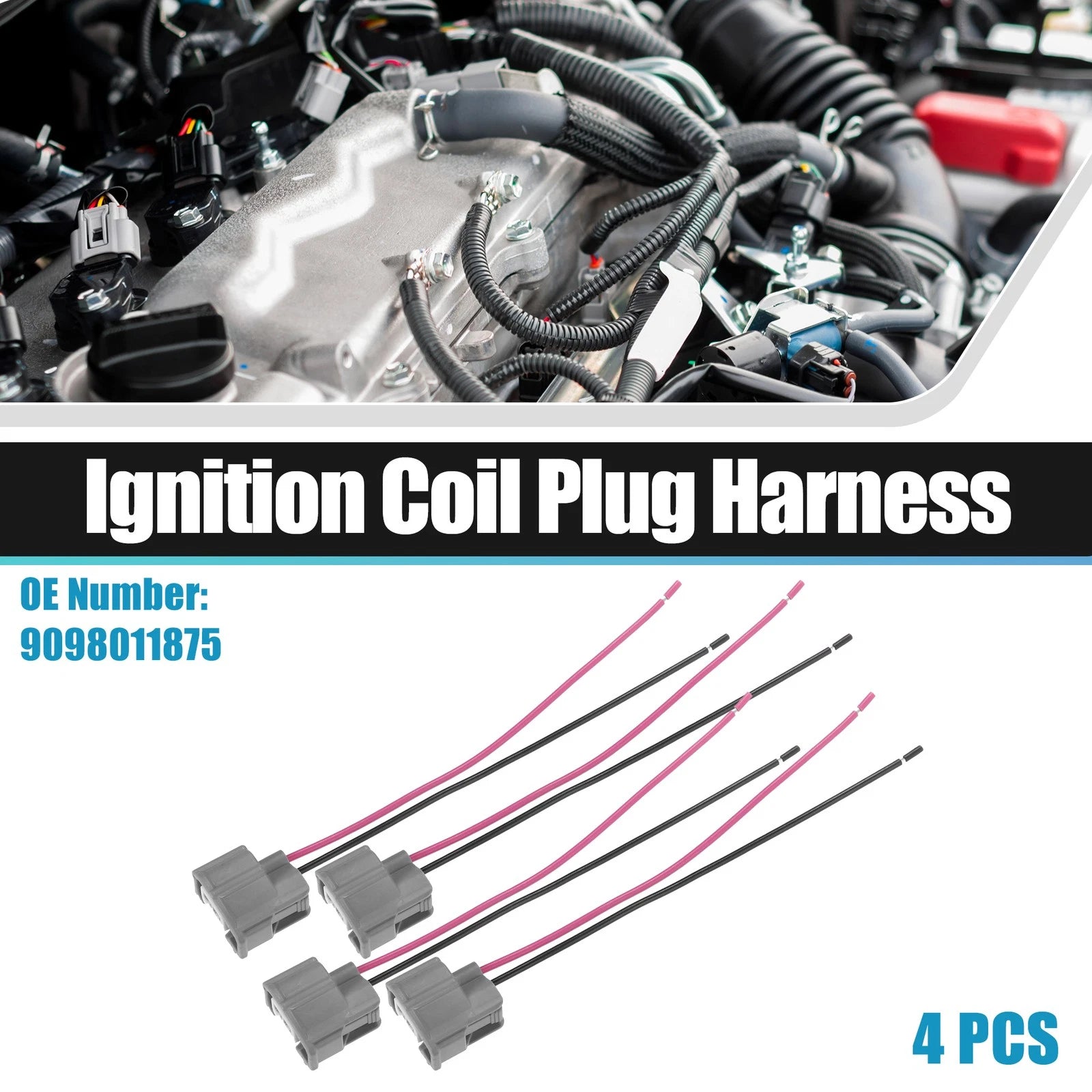Set of 4 Fuel Injector Connector Pigtails No. 9098011875 for Honda Accord 