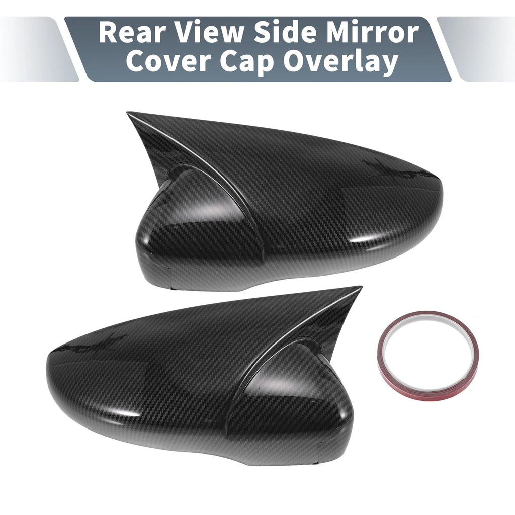 Pair Rearview Mirror Cover Overlay Black Carbon Fiber for Volkswagen Golf (2009–2013)