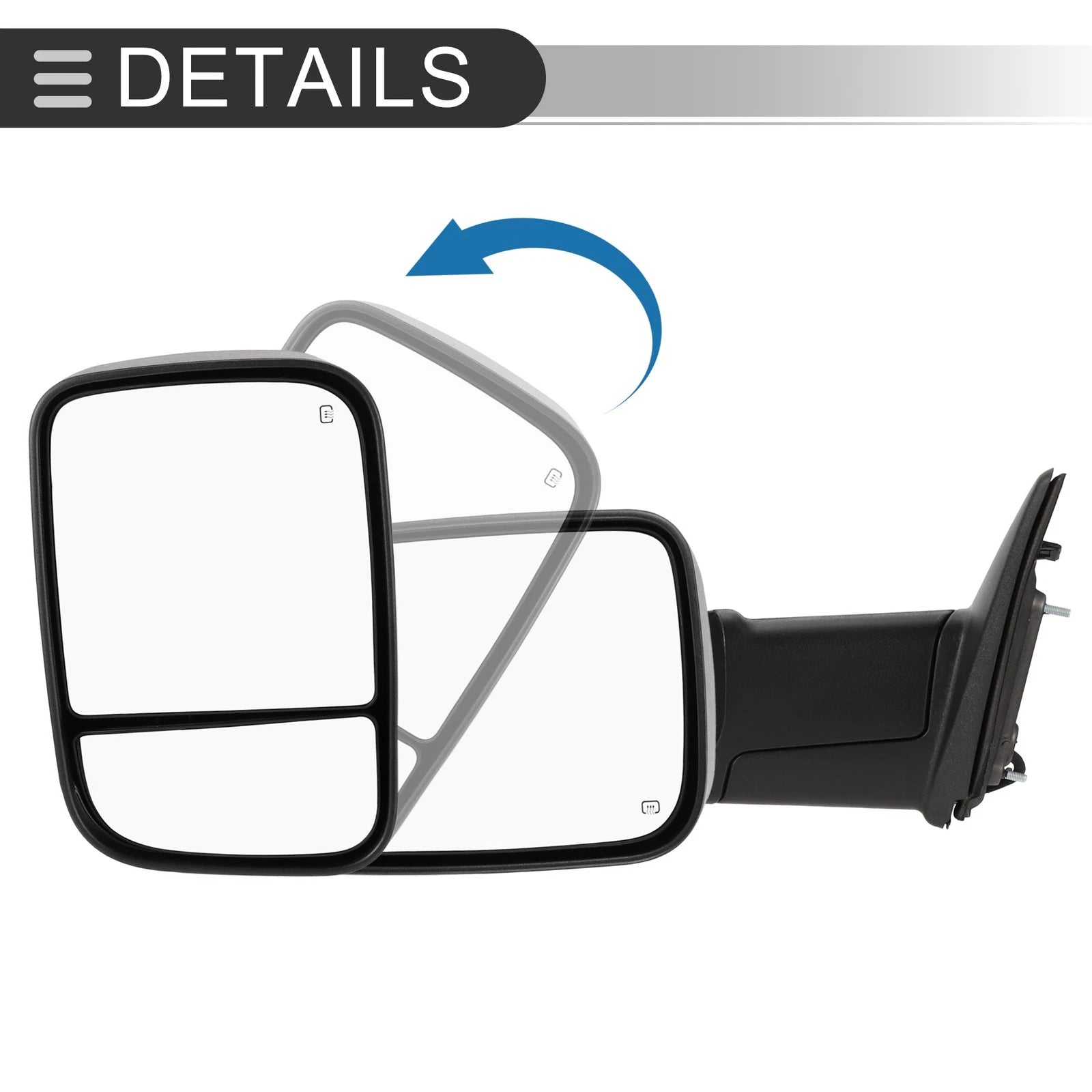 Tow Mirrors for Dodge Ram 1500 (2009–2012) with Turn Signal Light, Black