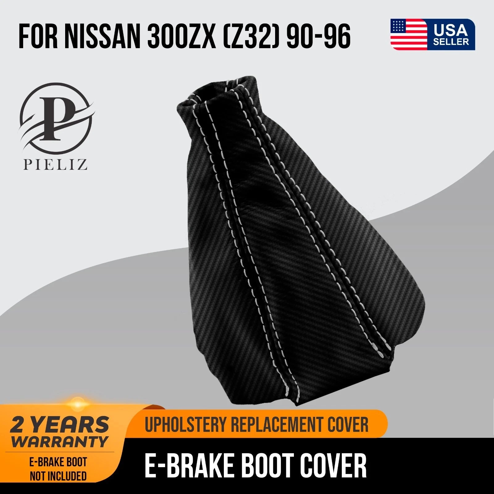E Brake Boot Cover for Nissan 300ZX (1990–1996) PVC Carbon White Stitch