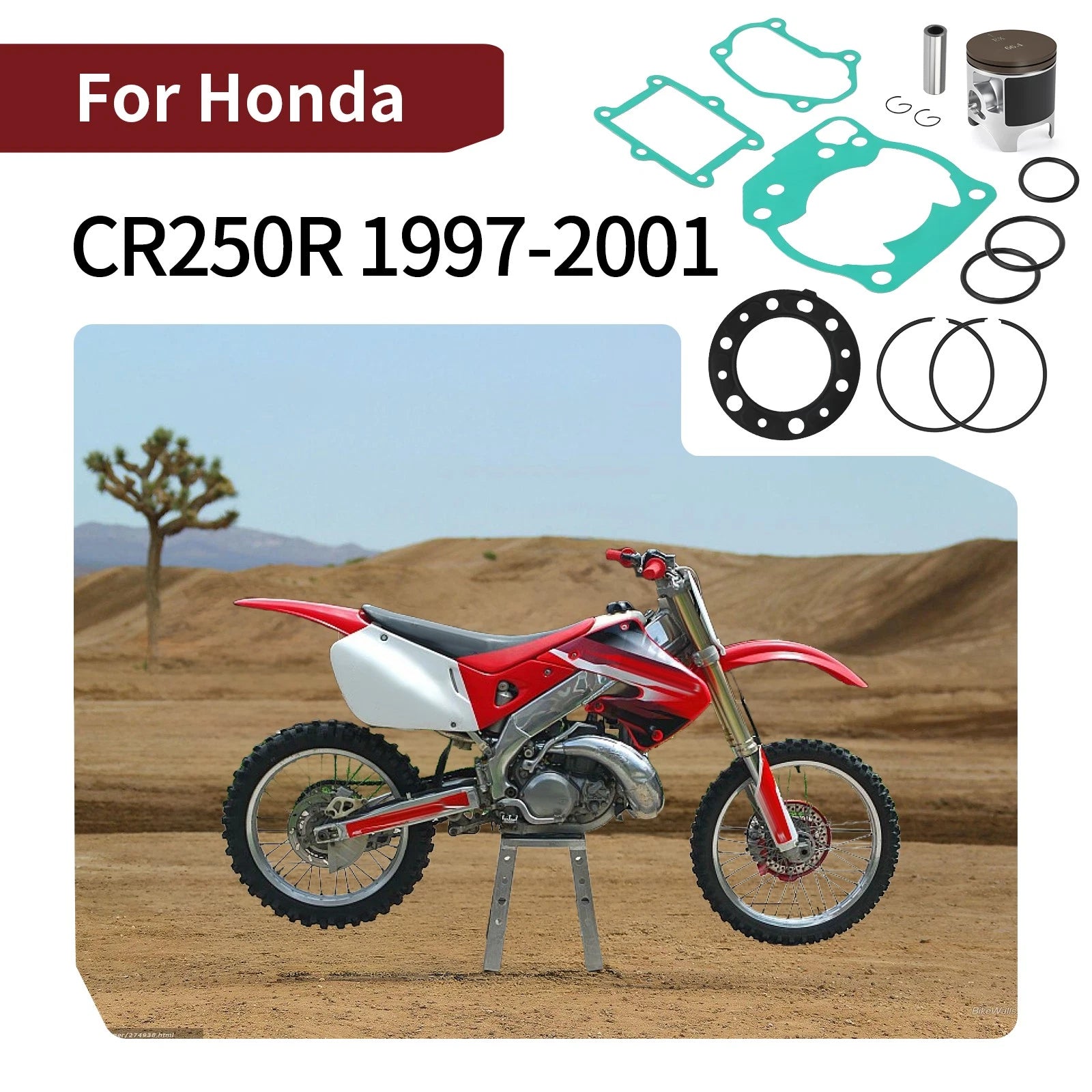 Top End Piston Gasket Rebuild Kit for Honda CR250R (1997–2001) 66.40mm
