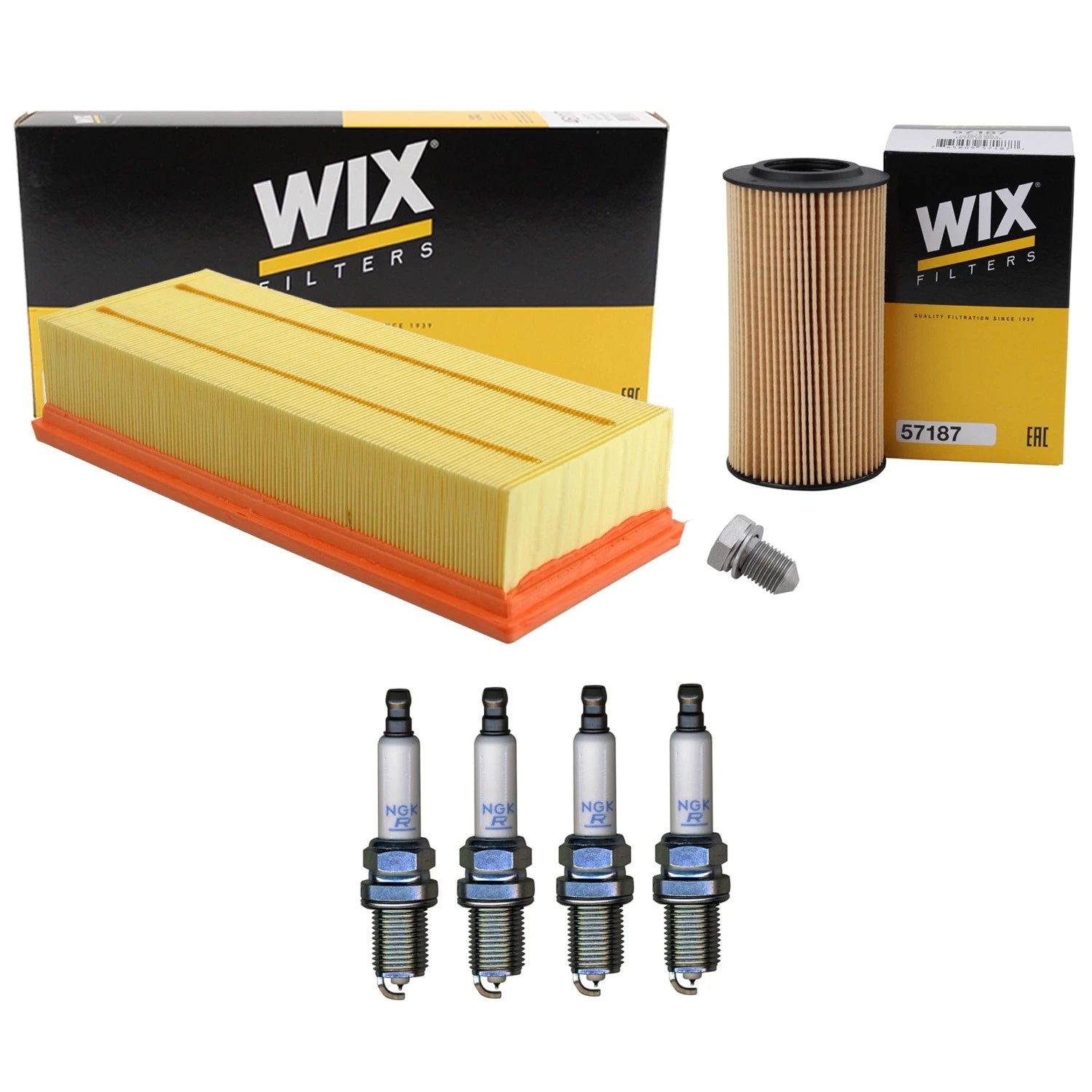 Wix Engine Air Oil Filters & NGK Spark Plug Kit for Audi A3 TTS Quattro (2009–2013)