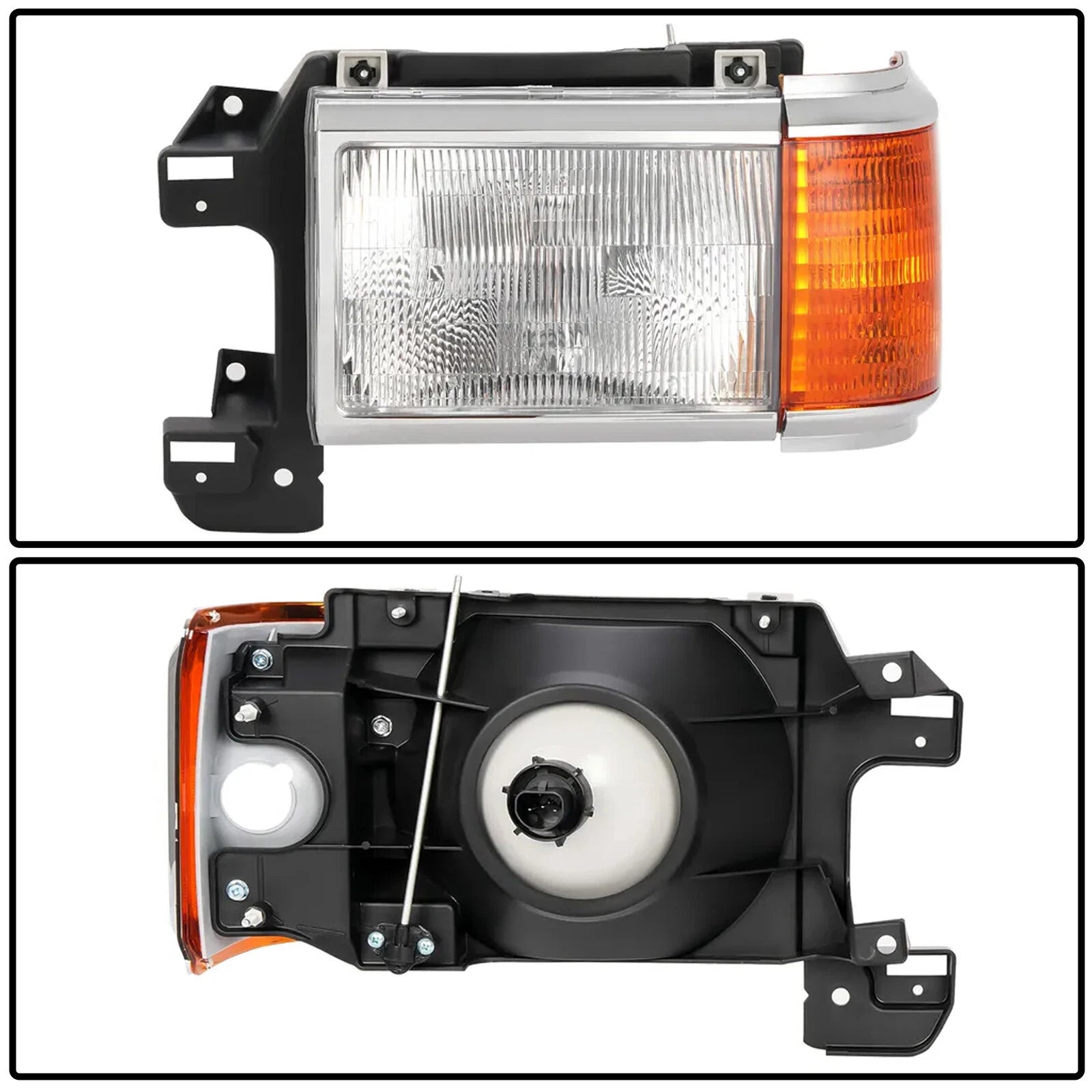 Set of 2 Chrome Trim Headlights for Ford Bronco F150 F250 (1987–1991)