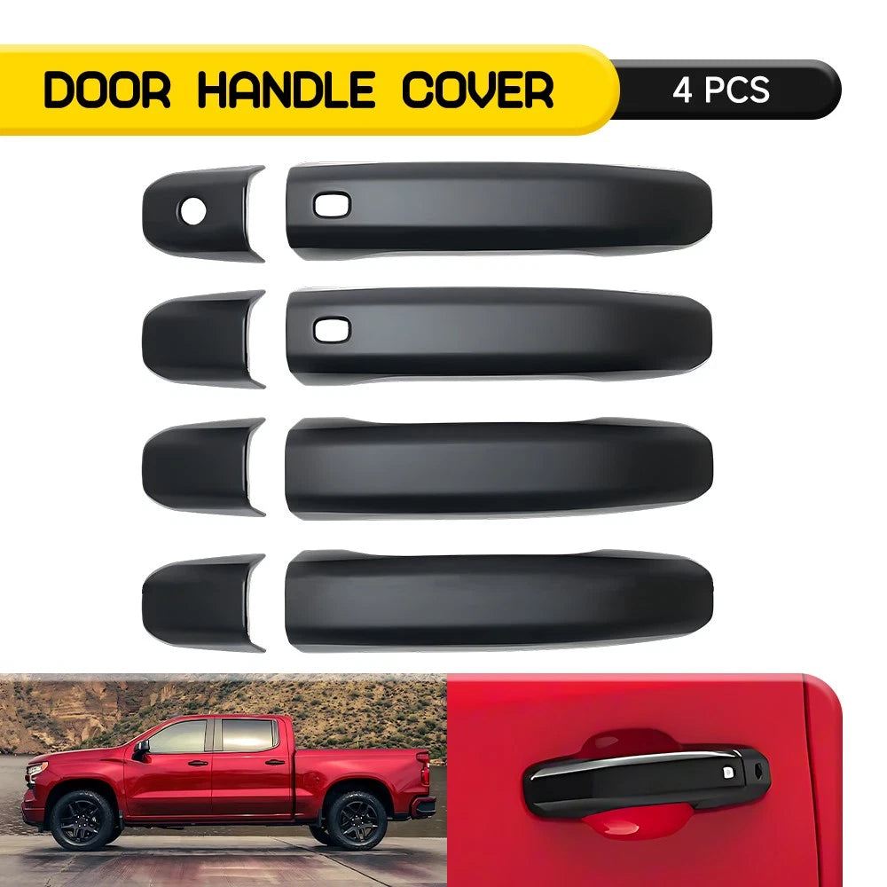 Set of 4 Matte Black Door Handle Covers for GMC Sierra 1500 (2019–2025)