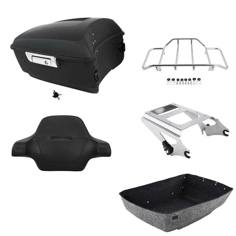 Matte Black Trunk Backrest Rack Mount for Harley Road Glide (2009–2013)