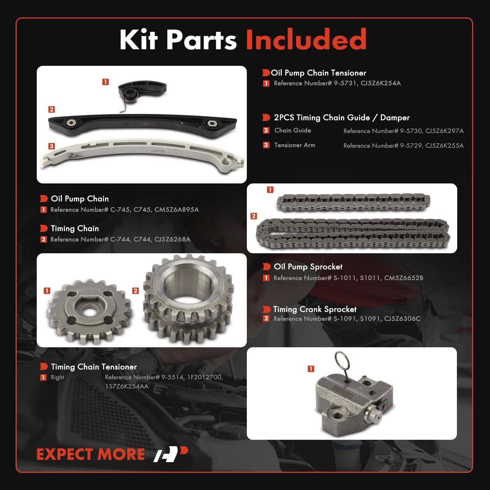 8x Timing Chain Kit for Ford Explorer (2012-2019)