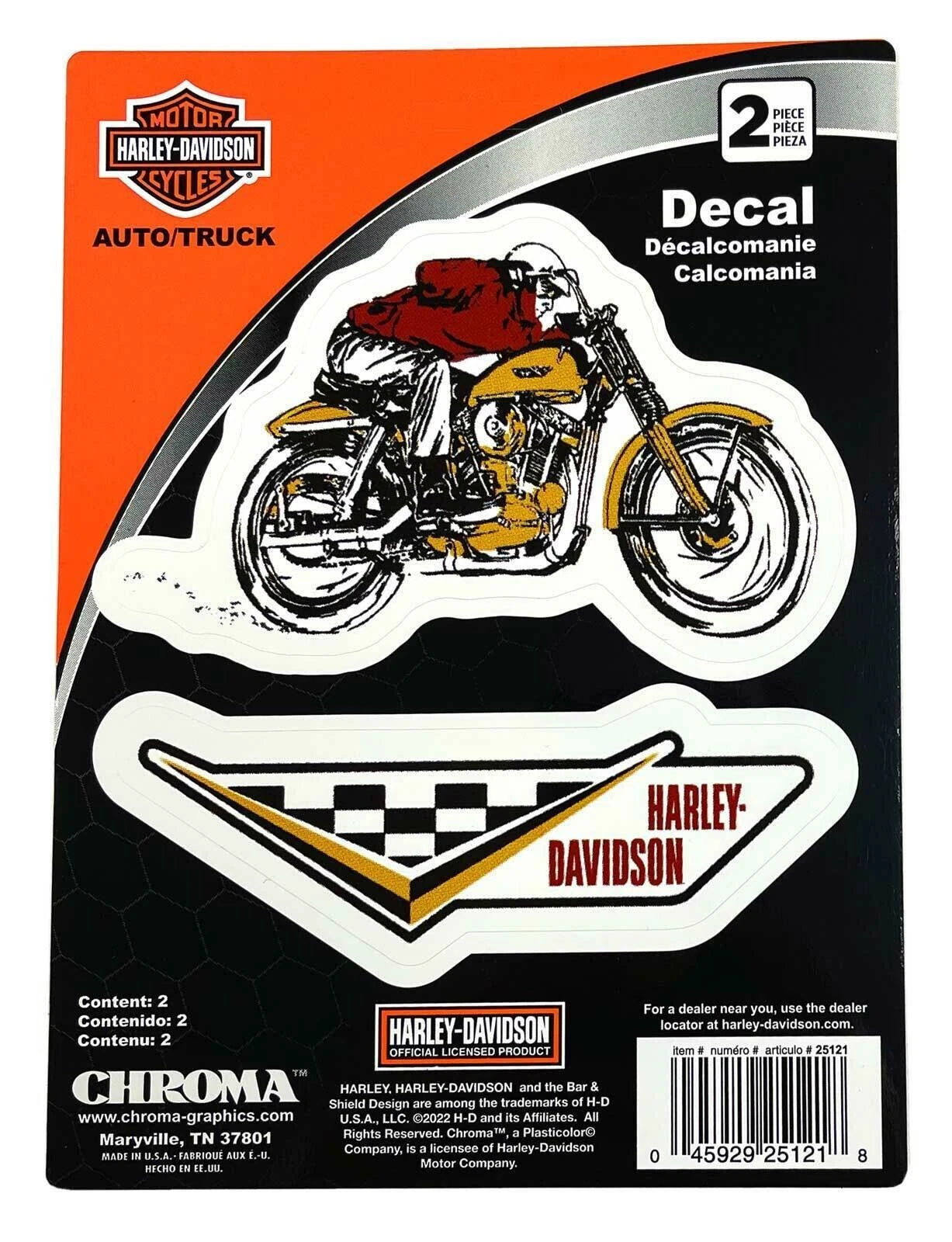 2X Vintage Racing White Decals for Harley-Davidson (6 x 8 in.)