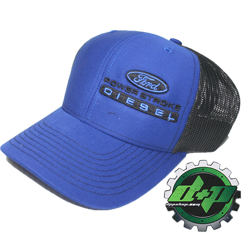Ford Powerstroke Hat Blue Black Mesh Snapback Cap