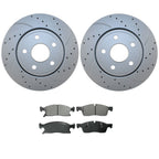Front Brake Kit 330mm Drilled Rotors & Akebono Ceramic Pads for Dodge Jeep
