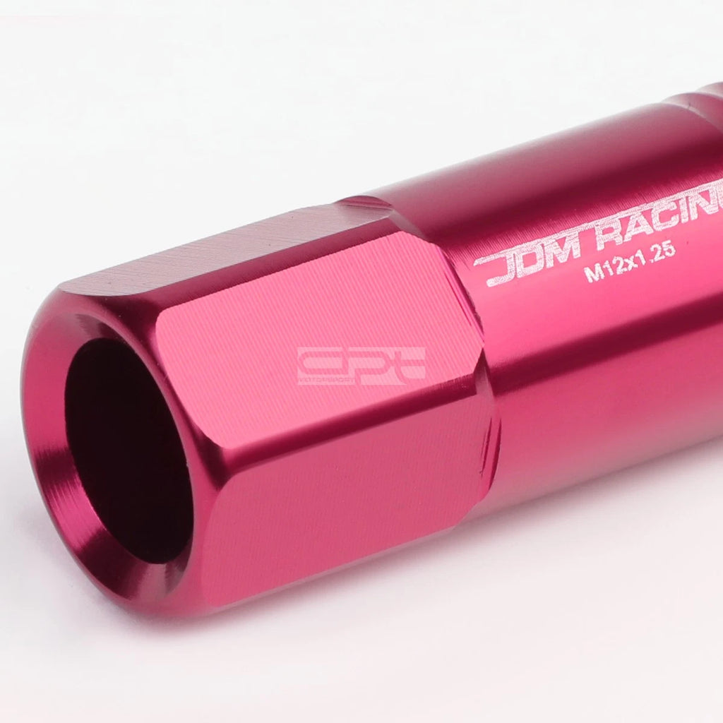 20 PCS Open End M12x1.25 60mm Tall Pink Aluminum Lug Nuts + Adapter