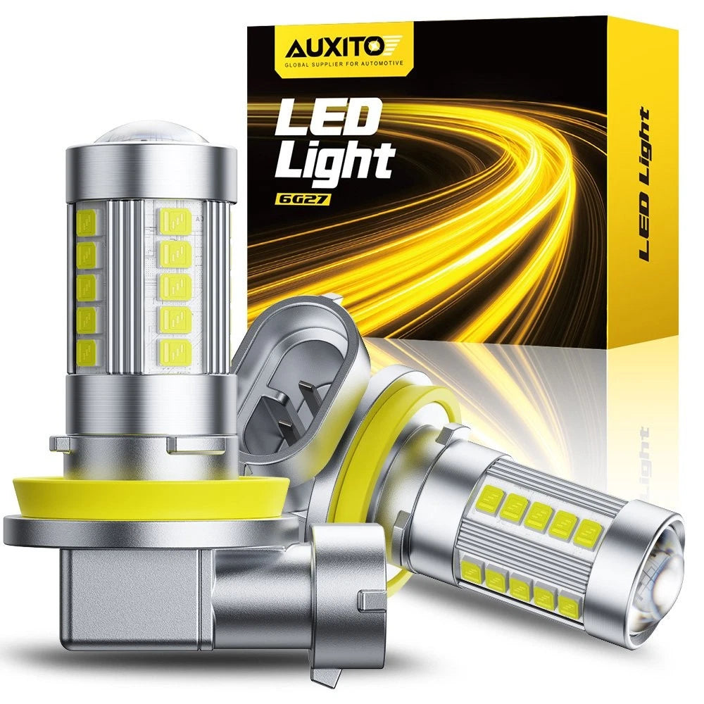 2X AUXITO H11 H9 H8 LED Fog Light Bulbs 100W 5000LM 6500K Conversion Kit