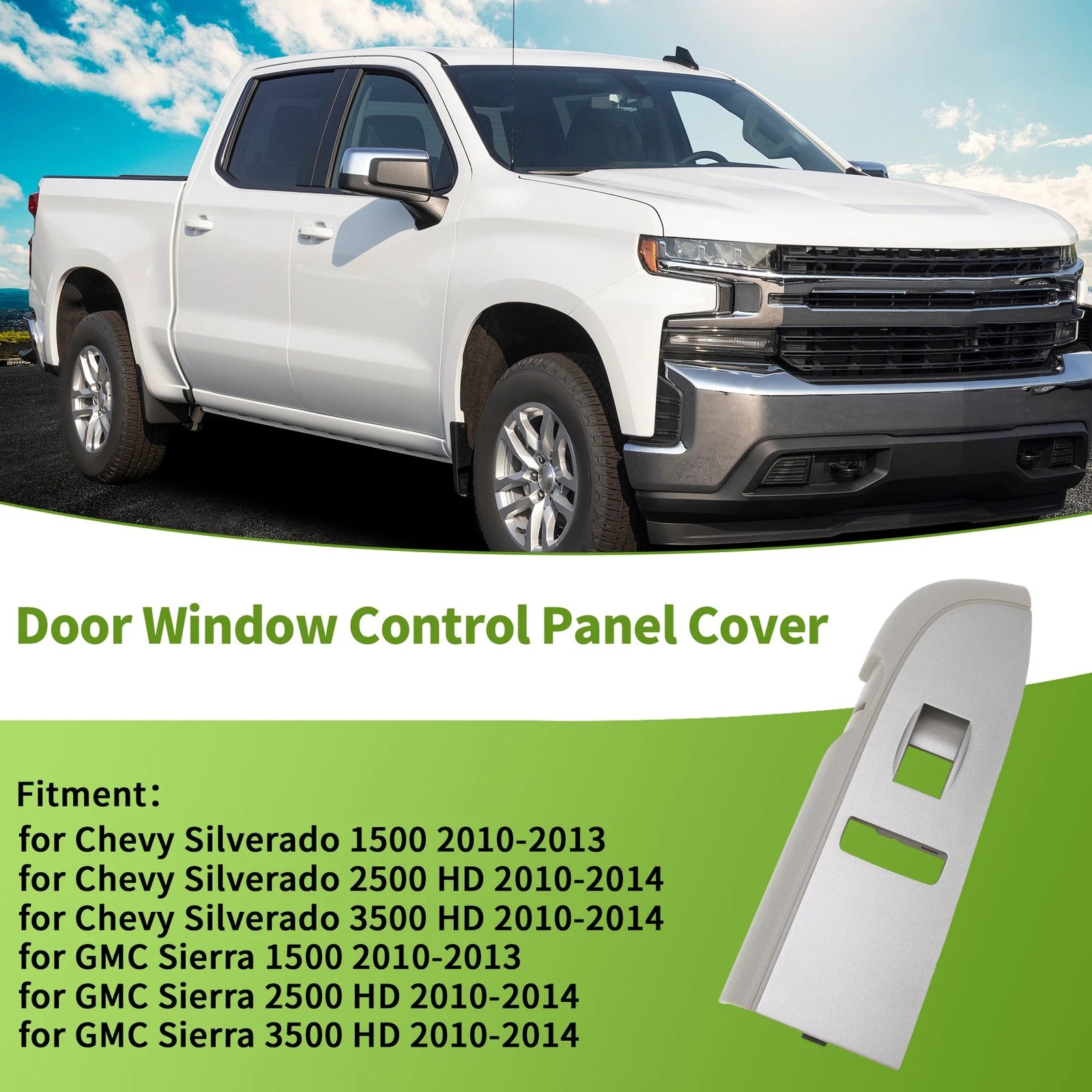 Front Right Side Window Switch Bezel Cover for Chevy Silverado 1500 (2007–2018) No. 20922525