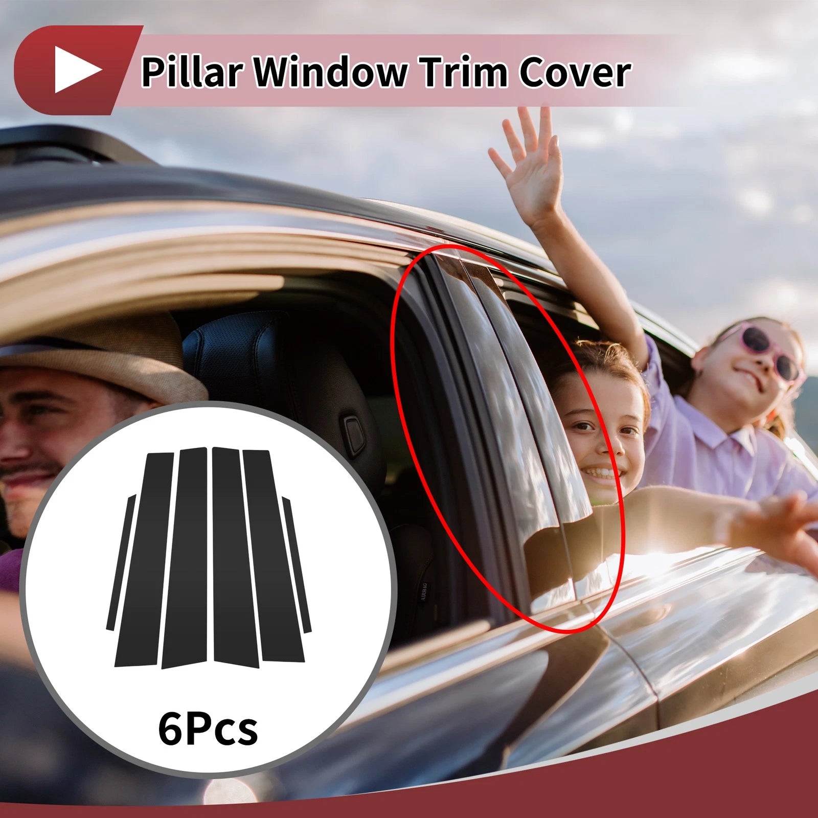 6 Pcs Car Door Pillar Window Trim for Toyota Corolla (2007–2013) Black