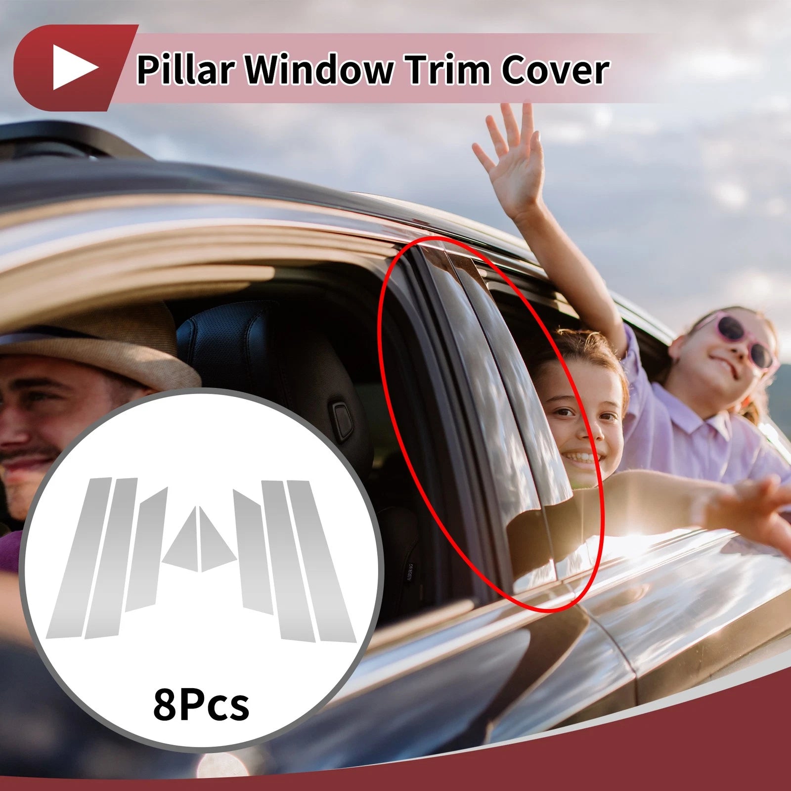 Set of 8 Car Door Pillar Window Trim for Nissan Altima (2013–2018) Chrome