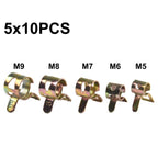 Set of 50 Spring Clip Hose Pipe Fasteners for Various Applications (5mm-9mm)