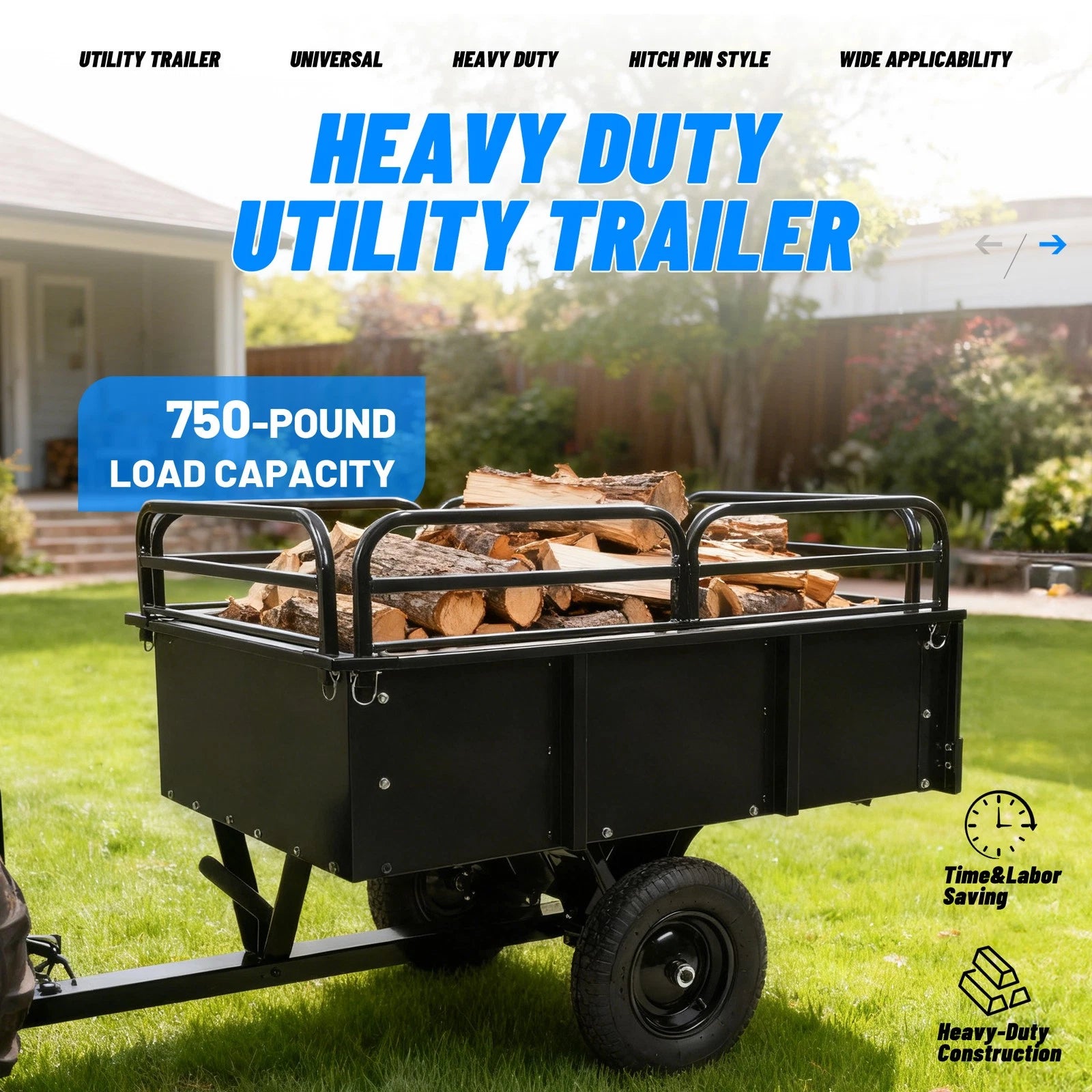 Heavy Duty Dump Cart for UTV ATV (750lb Capacity)