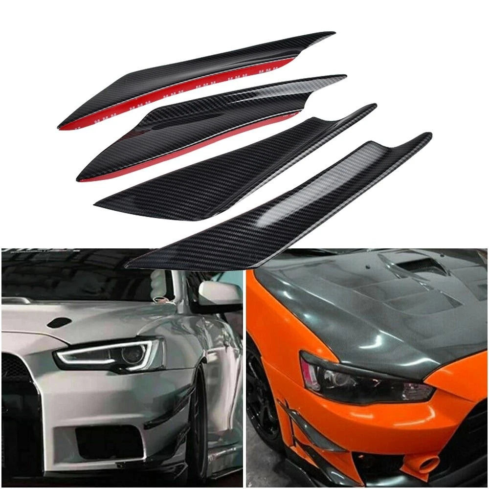 Set of 4 Fiber Carbon Bumper Splitter Canard Diffuser Lip for EV