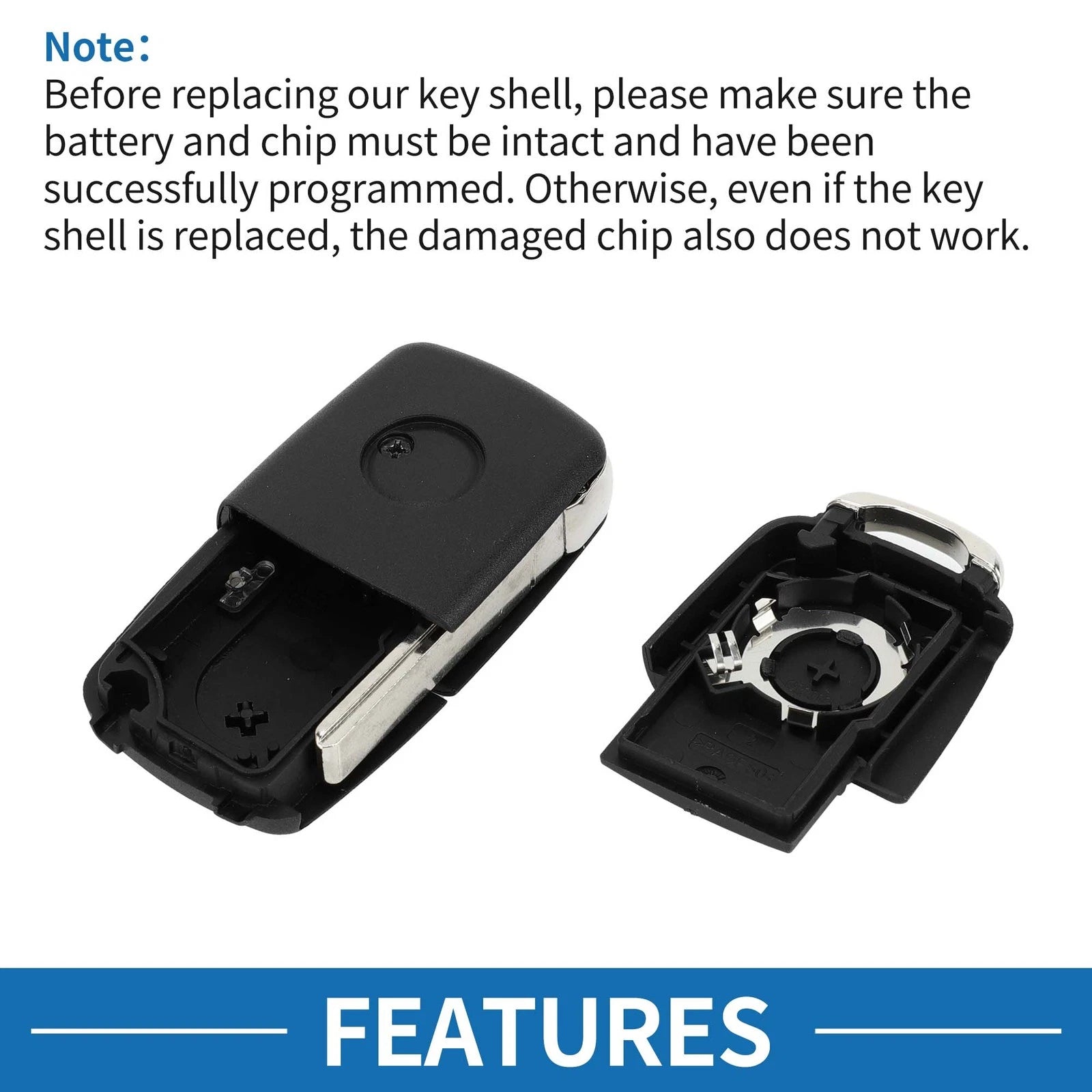 2 Button Keyless Entry Remote Fob Shell Case for Volkswagen Passat (2002–2005)