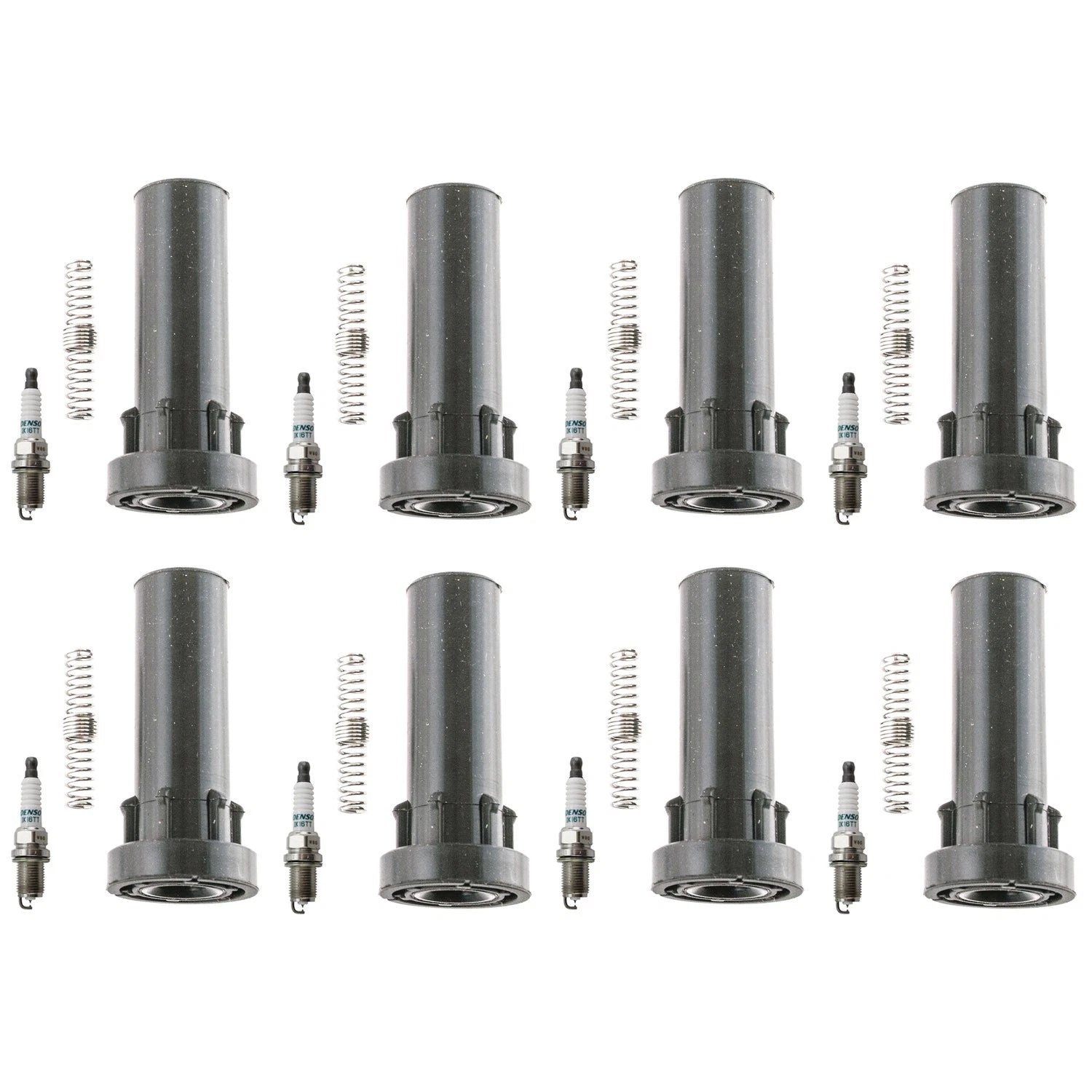 Set of 8 Denso Iridium TT Spark Plugs & Coil Boots for Dodge Dakota (2008)