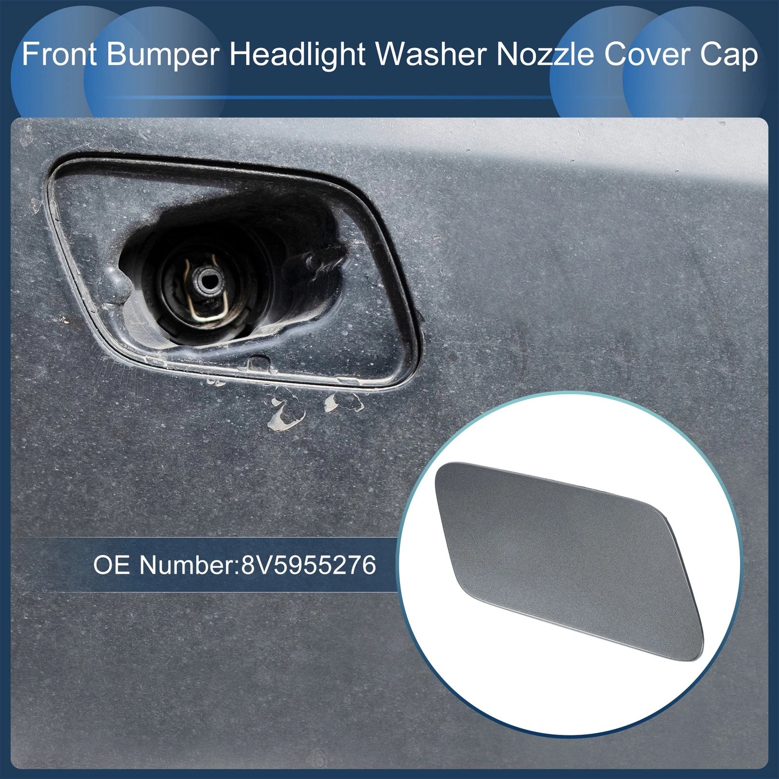 Front Right Washer Nozzle Cover Cap for Audi A3 8V (2013–2016) Gray