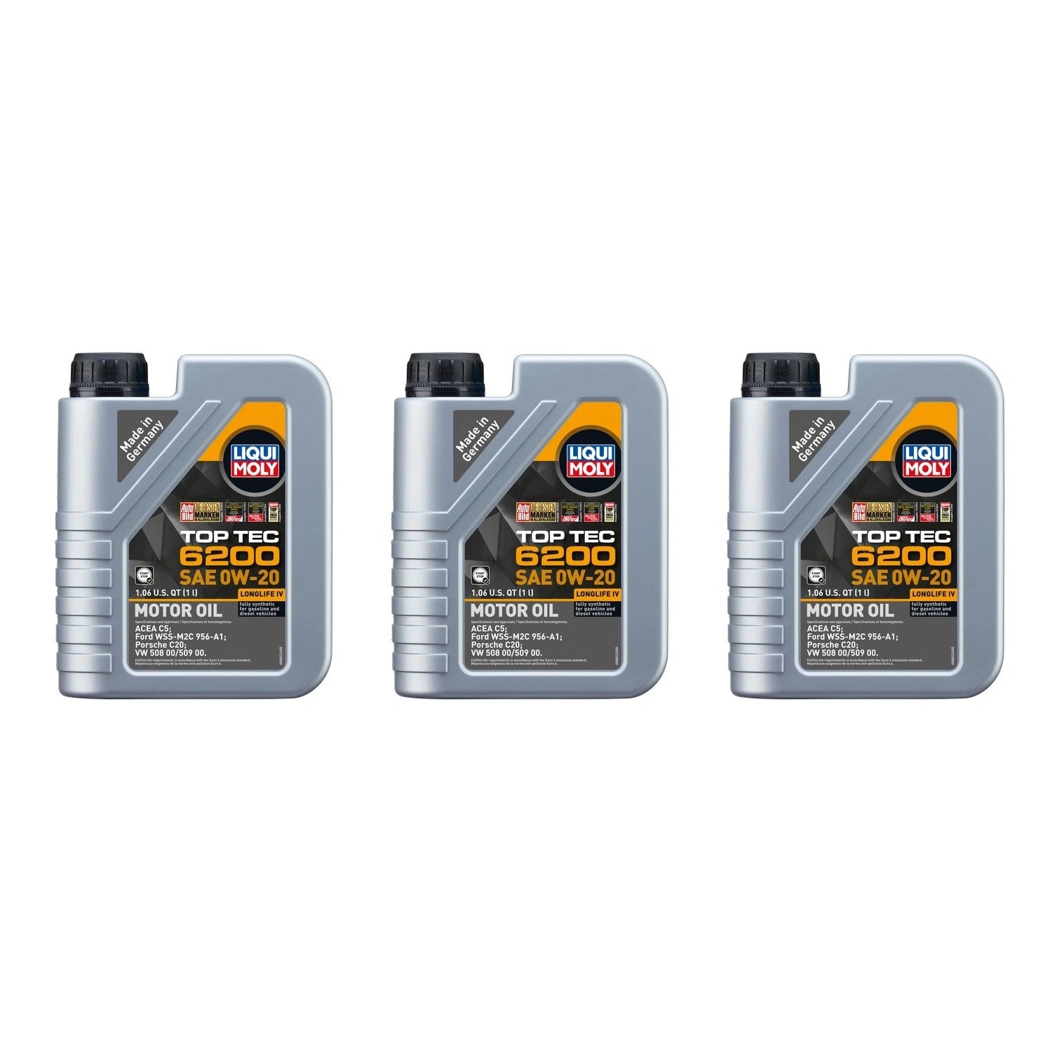 Set of 3 Liqui Moly Top Tec 6200 0W-20 Engine Motor Oil (3L)