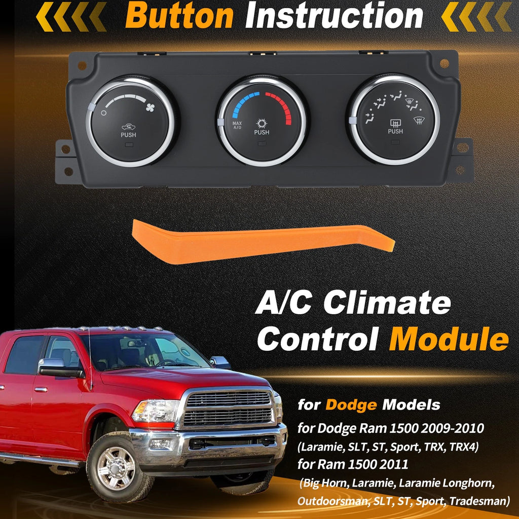A/C Heater Climate Control Module Panel 55056826AB for Dodge Ram 1500 (2009–2011)