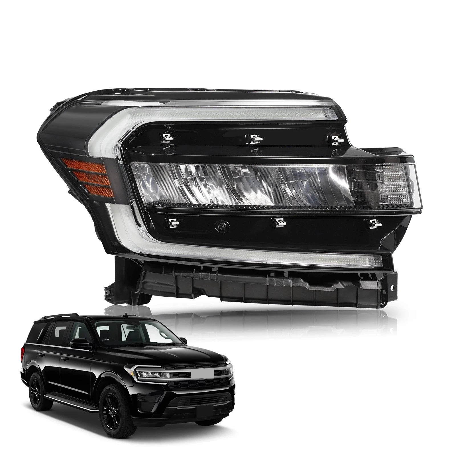 Full LED Headlight Right Side for Ford Expedition (2022–2024) - Black Trim
