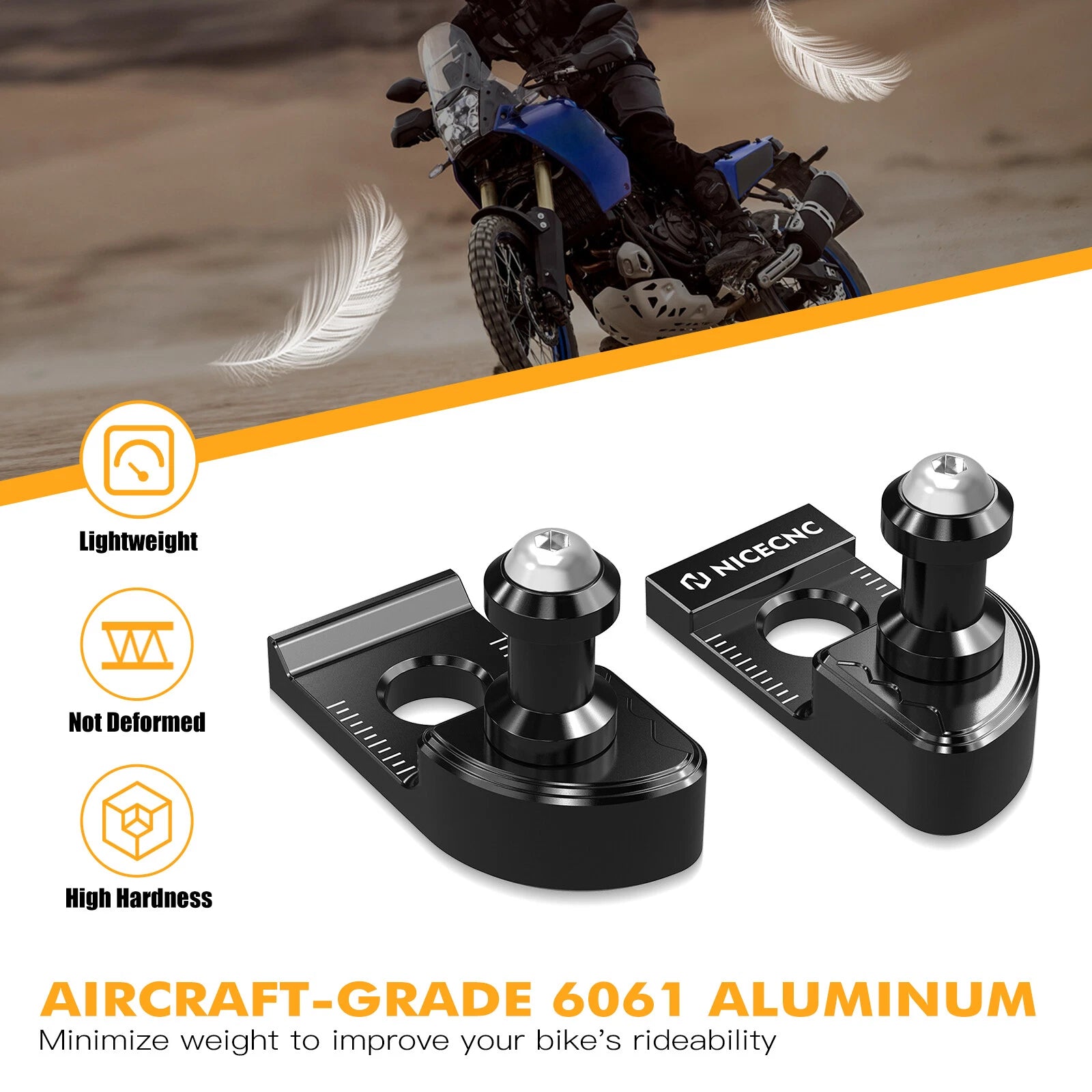 Chain Adjuster Blocks & Swingarm Spools for Yamaha Tenere 700 (2019–2024)