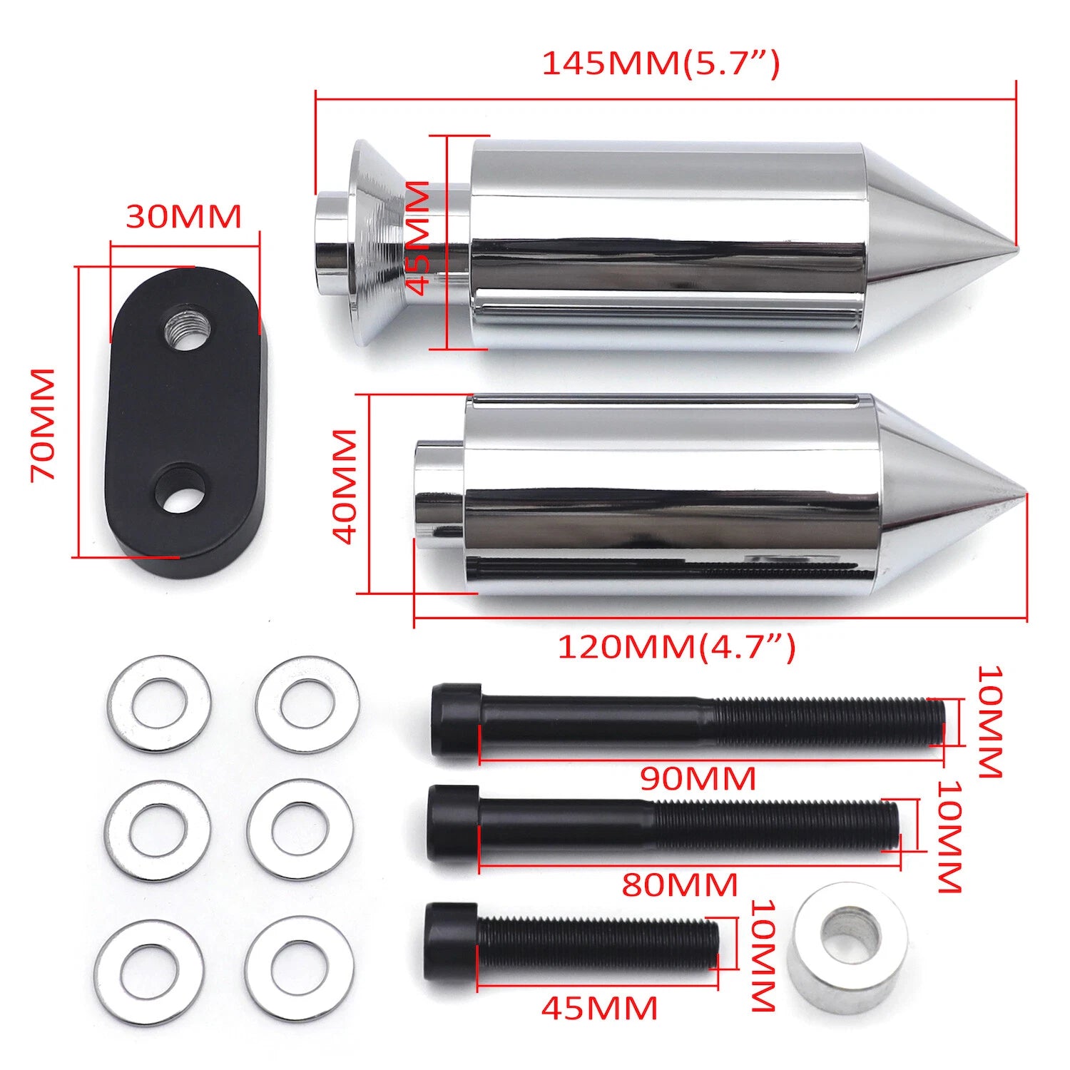 Chrome Spike Frame Slider Guard Crash Protector Pad for Yamaha YZF R6 (2006–2007)