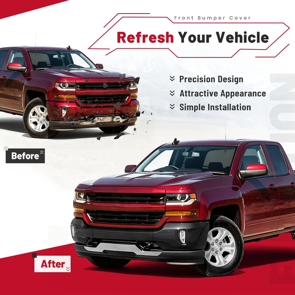 Front Bumper Cover for Chevy Silverado 1500 (2016–2019) w/Fog Light Holes