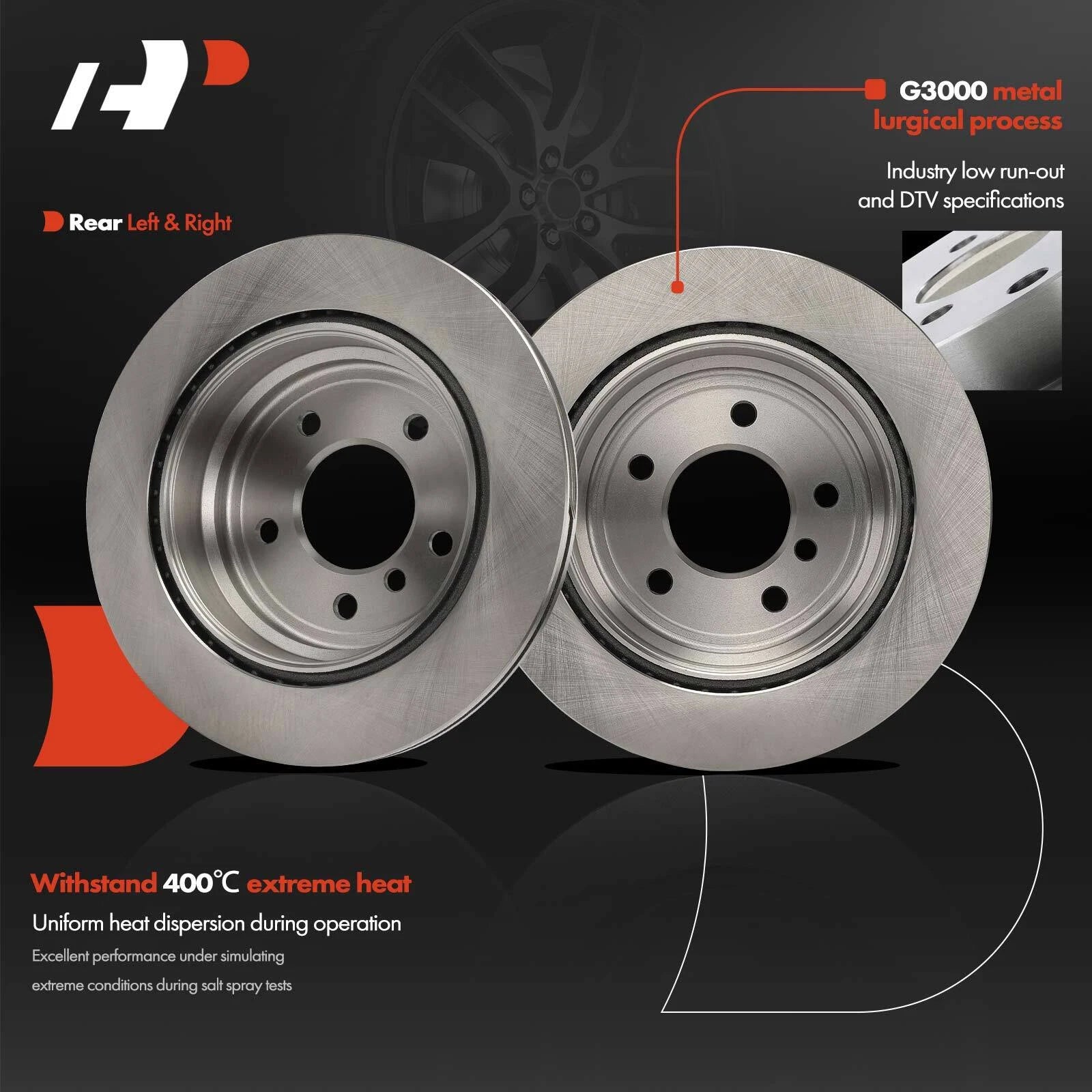 Rear Disc Brake Rotors & Ceramic Pads for BMW 328i (2007–2013)