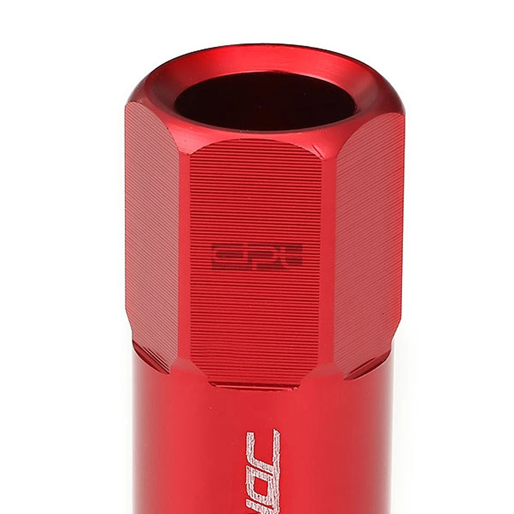 20 PCS Open End M12x1.25 60mm Tall Red Hexagon Lug Nuts + Adapter