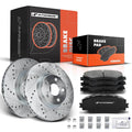 Front Drilled Brake Rotors and Ceramic Pads for Toyota Corolla (2009-2019)