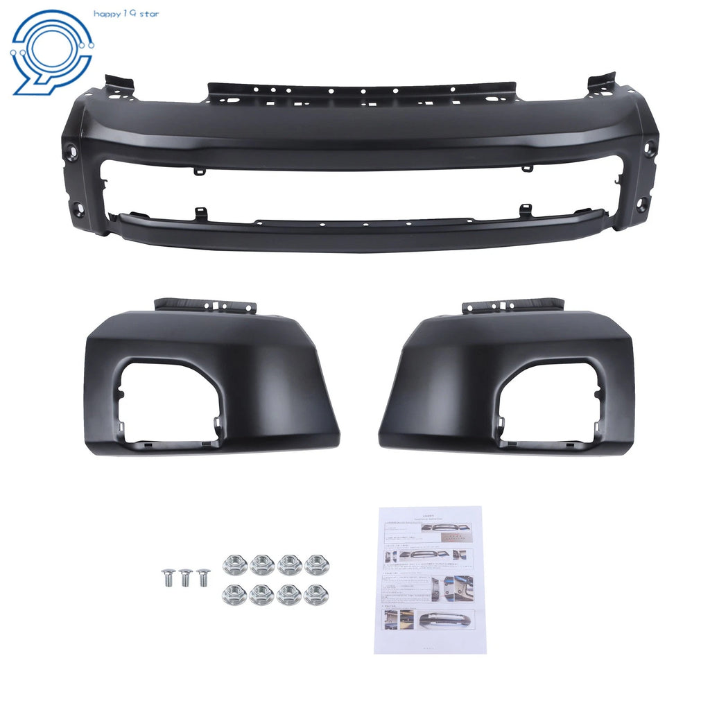 Black Steel Split Front Bumper for Ford F250 F350 (2020–2022) with Fog Light Holes