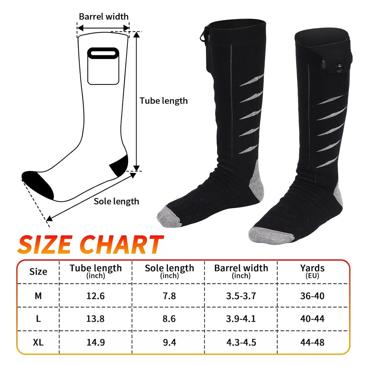 Rechargeable Electric Heated Socks 5000mAh for Men Women Winter Foot Warmer