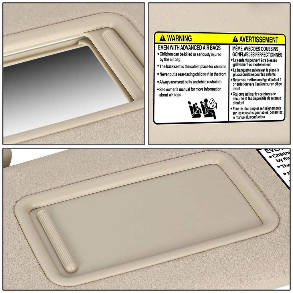 Left Driver Side Sun Visor for Toyota Highlander (2008–2013) OE Style Beige
