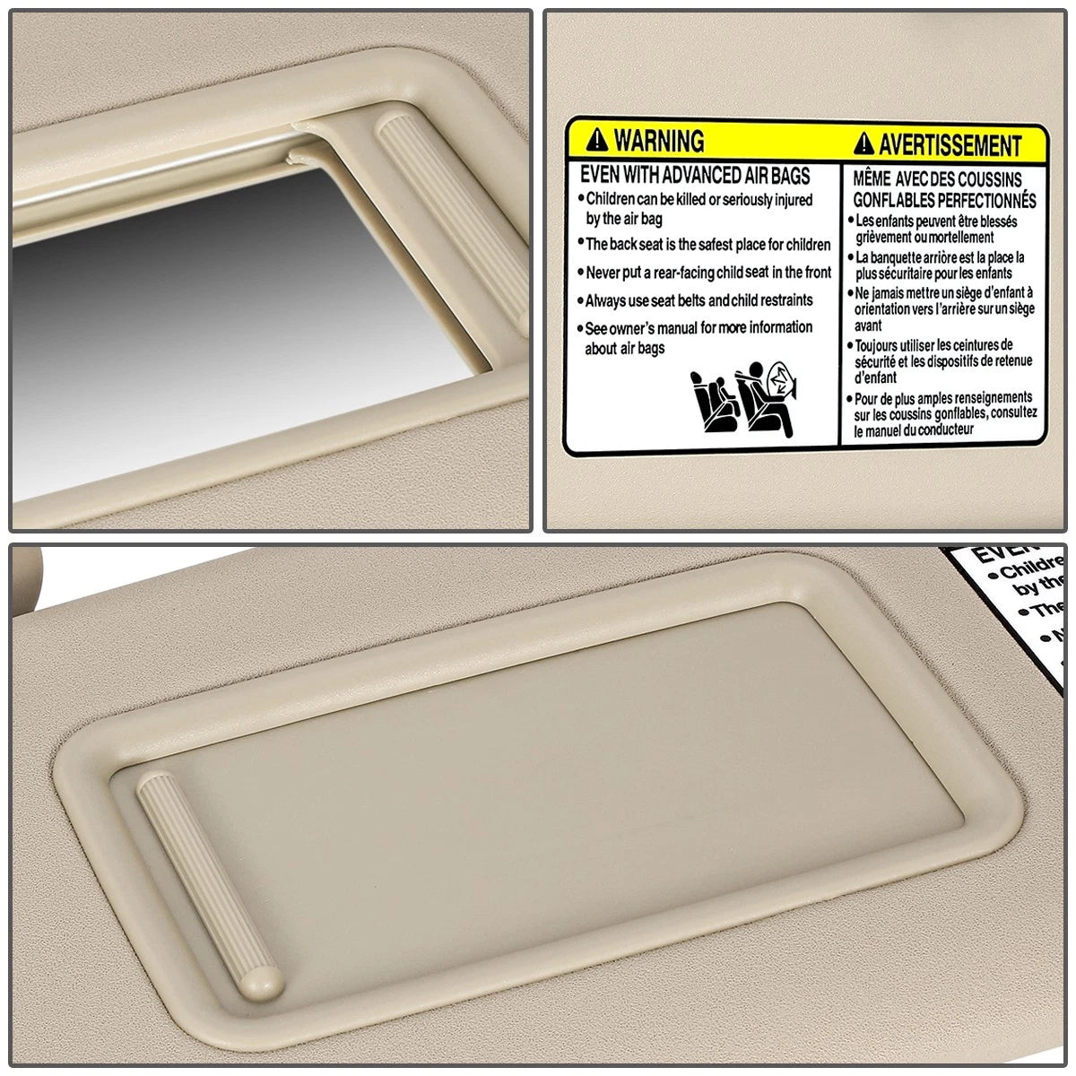 Left Driver Side Sun Visor for Toyota Highlander (2008–2013) OE Style Beige