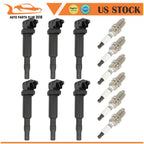 Set of 6 Ignition Coils & Spark Plugs for BMW 328i 335i 528i 530i M5 Z4 (2007–2015)