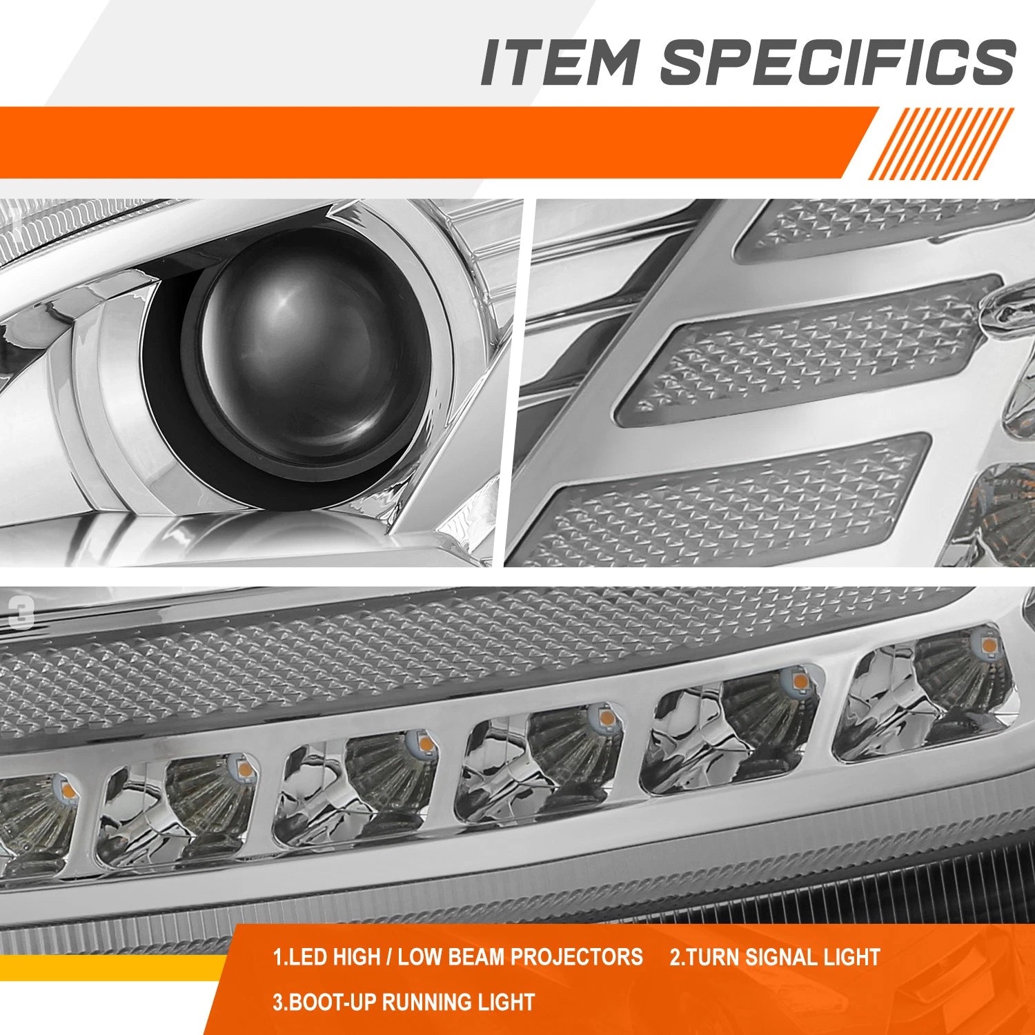 Full LED DRL Sequential Projector Headlight Lamps for Peterbilt 579 (2022–2025)
